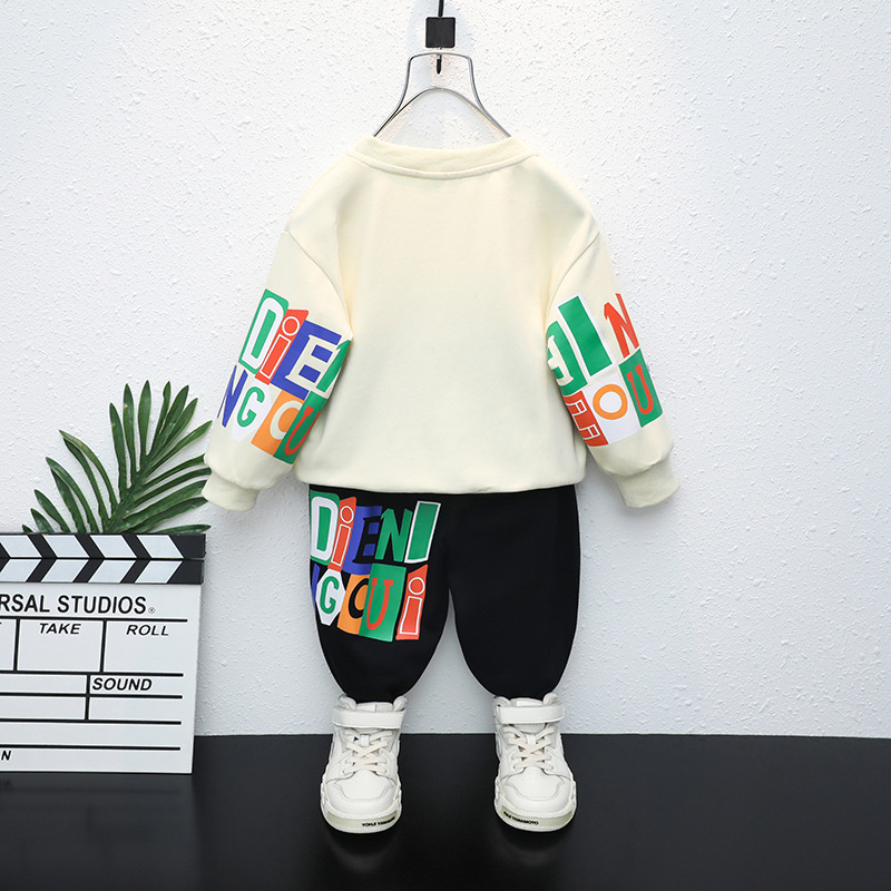 Pull décontracté pour garçons, ensemble deux pièces avec lettres imprimées, vêtements Cool pour bébés, nouvelle collection printemps et automne 2023_voghion.com