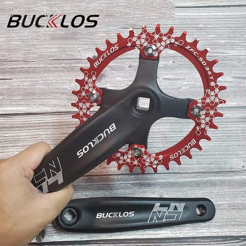 BUCKLOS mountain bike square hole crank aluminum alloy black 104BCD/170mm universal cross-border straight hair