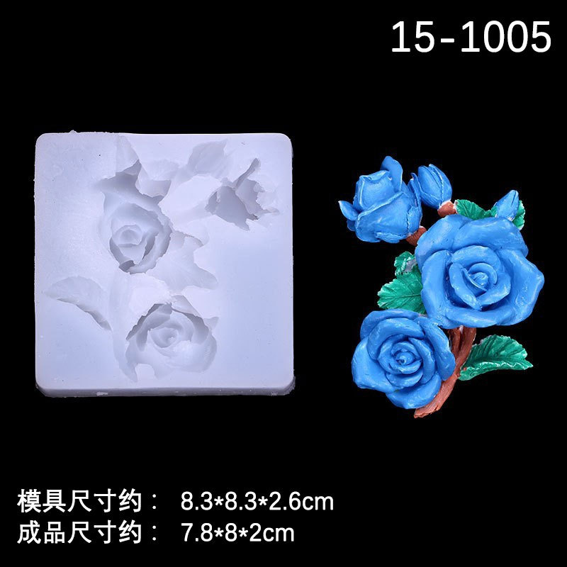 Agujero tridimensional rosa margarita flor brote silicona molde hecho a mano yeso epoxi decoración decorativa molde vela