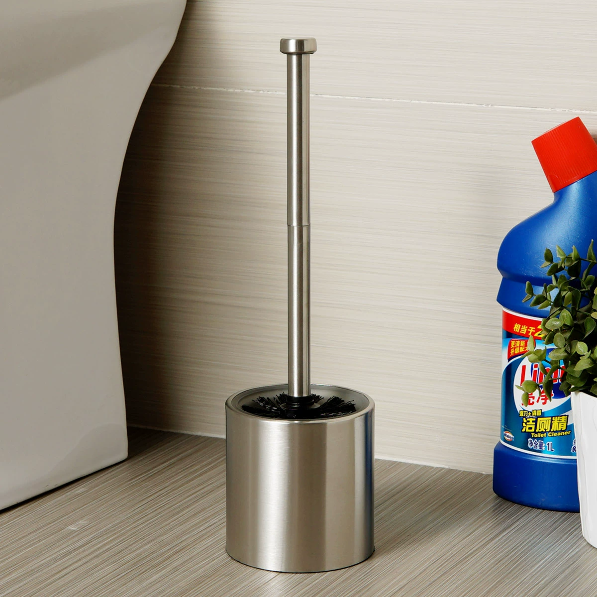 Туалетная щетка из нержавеющей стали с подставкой и стеклянной вставкой для домашнего туалета, мягкая щетка с длинной ручкой для чистки.