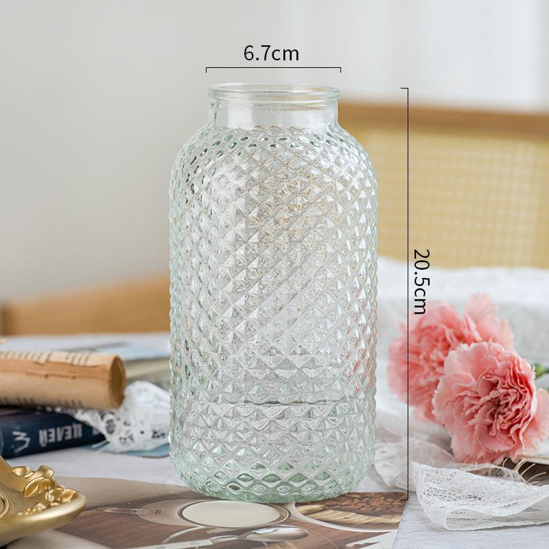 Vaso de vidrio retrógrado europeo en forma de jarro de doble oreja transparente hidropónico francés ramo de flores frescas secas adornos domésticos de gran calibre