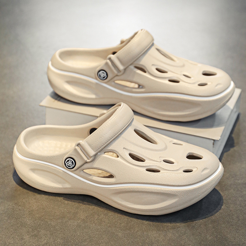 2024 verano nuevo calzado de agujero al aire libre tendencia versátil suela gruesa zapatillas de playa transpirables