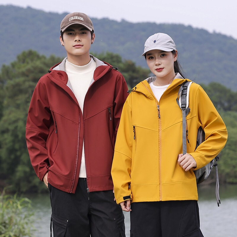 Unisex softshell jacket for couples, light gray, phantom black, vermilion red, amber yellow, other colors Unisex softshell jacket for couples, light gray, phantom black, vermilion red, amber yellow, other colors