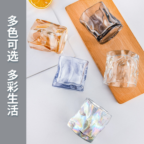 北欧简约新款ins风不规则扭曲杯扭扭杯家用玻璃杯酒吧威士忌酒杯