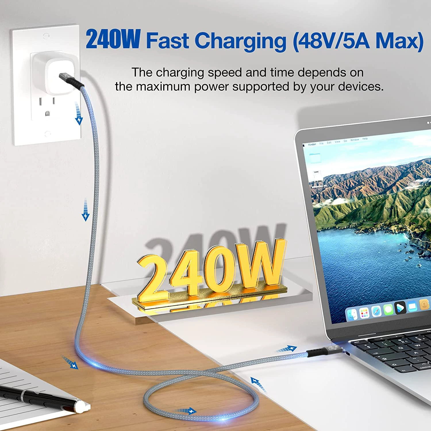 Typec male to male full-function data cable USB3.2 full-function data cable suitable for 240W20G transmission