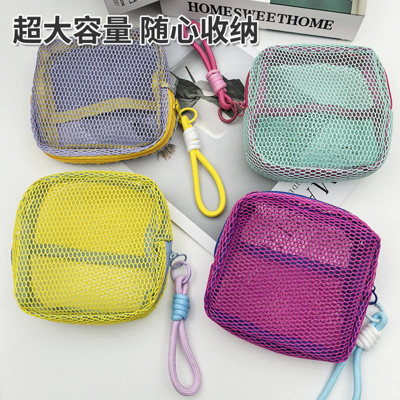 クロスボーダー豆腐バッグミニ小銭入れ大容量メッシュポーチドーパミンメッシュレディース口赤バッグカラー|undefined