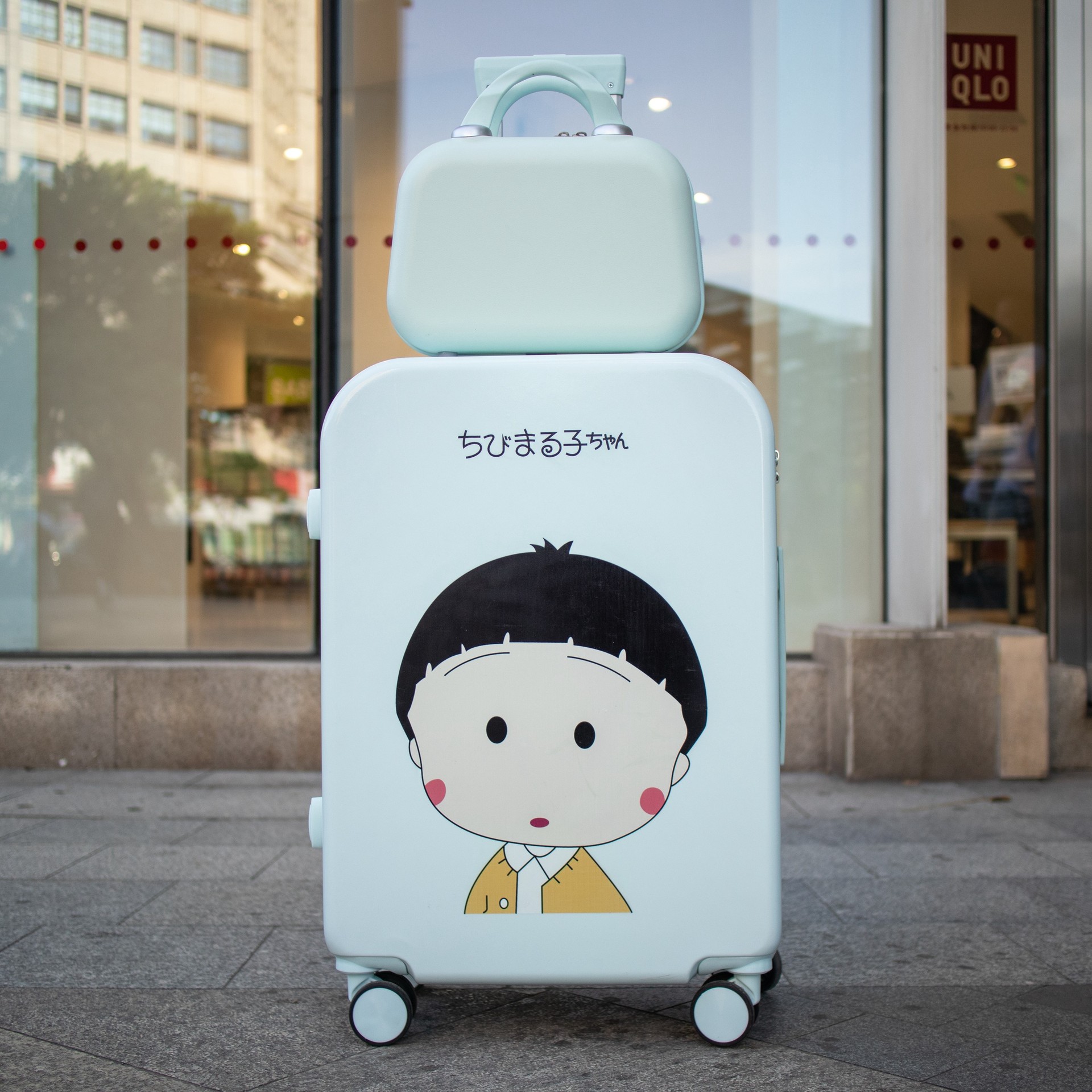Qicheng Yugui caja de la carretilla del perro lindo equipaje de 18 pulgadas de dibujos animados estudiante femenino de alta apariencia japonés embarque caso