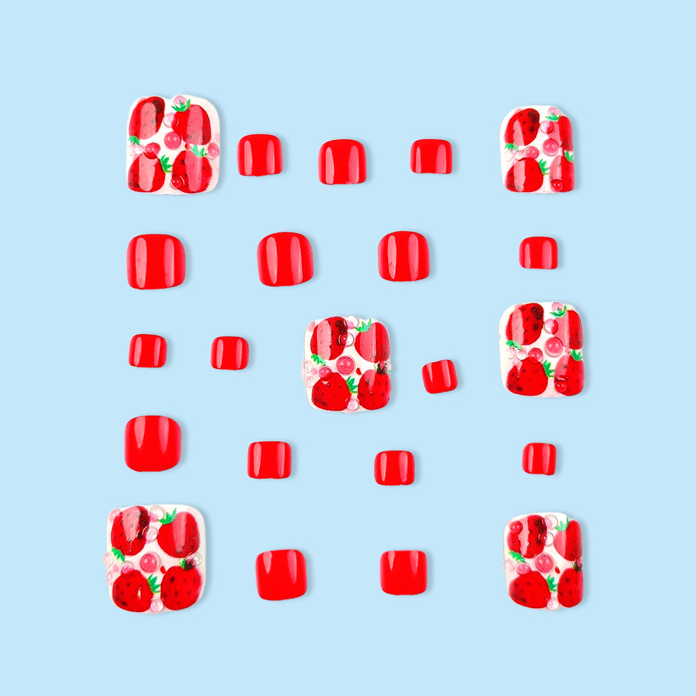 Chicas calientes, uñas de fresa, uñas, pies dulces y frescos, parches de uñas, productos terminados, venta caliente transfronteriza, uñas portátiles al por mayor