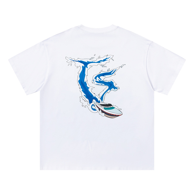 Venta al por mayor trampa gradiente letra cabeza de tigre manga corta europea y americana alta calle moda marca trampa estrella impresa camiseta suelta estrella