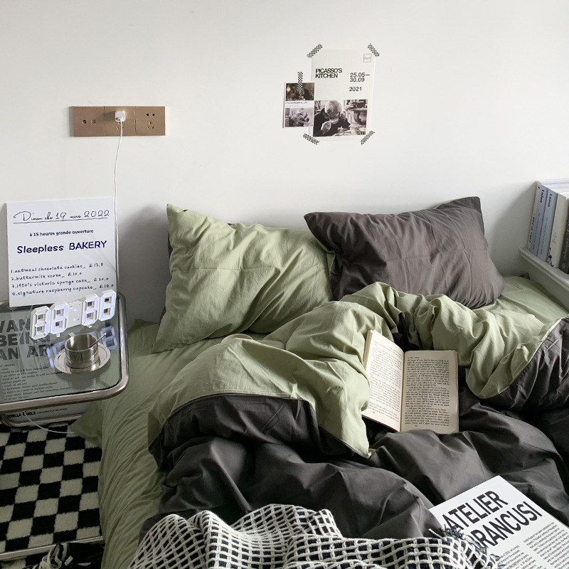 2023 Nuevo estilo INS de doble pieza de cuatro piezas conjunto 1,2 m hoja de cama sábana ajustable de tres piezas conjunto de cama de Estudiante