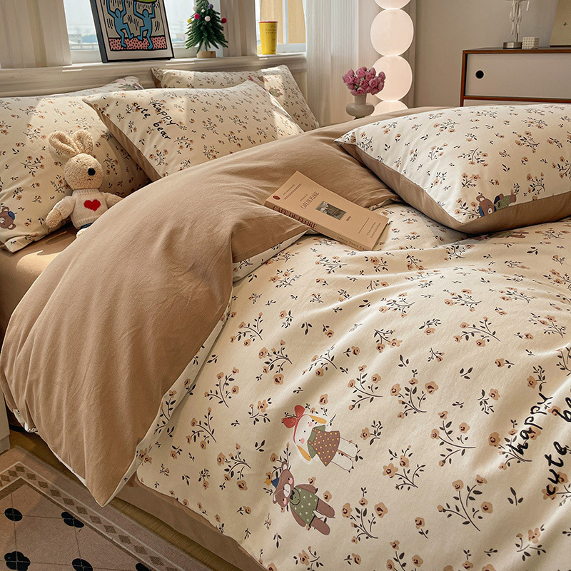 秋冬厚实感100棉全棉磨毛四件套复古印花纯棉床上4件套南通严选笠