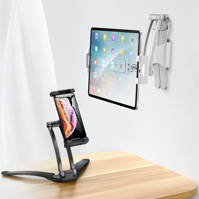 Aluminum alloy desktop wall kitchen phone holder wholesale folding wall tablet for ipad phone holder