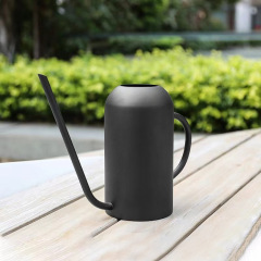 1.5L sprinkler kettle long mouth metal watering kettle large capacity flower kettle watering kettle stainless steel flower watering device black