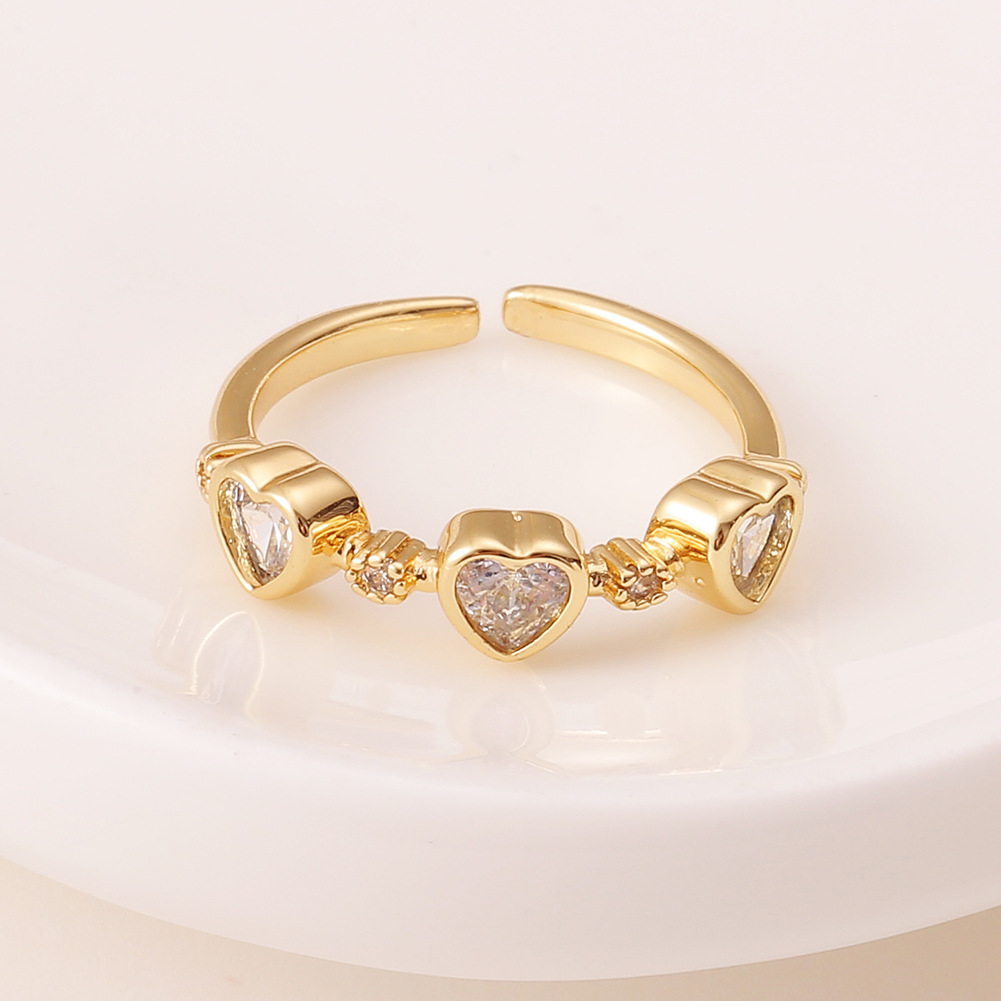 womenu0027s copper jewelry heart-shaped small diamond opening adjustable ring