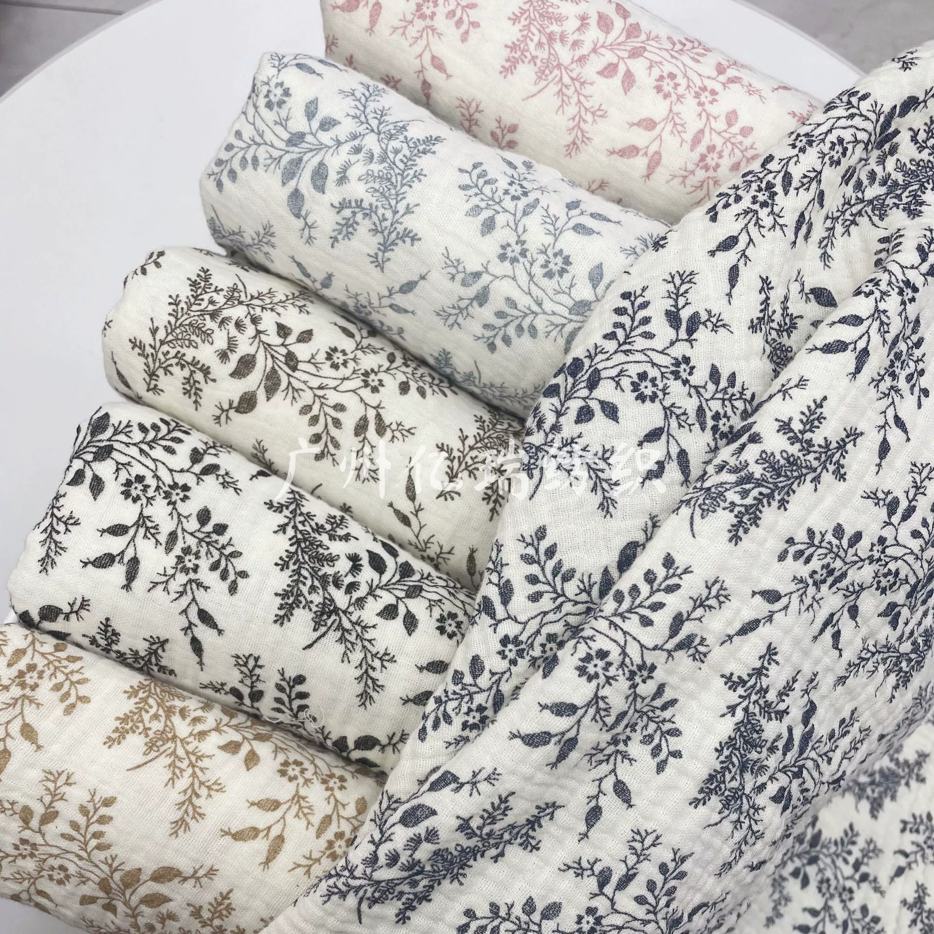 Хлопок двухслойный печатный марлевый креп кленовый лист складка пузырьковая пряжа Baby Baby Baby Baby сумка-ткань для домашней одежды