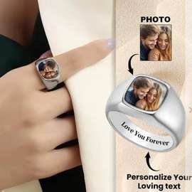 跨境亚马逊爆款DIY戒指图片打印log雕刻个性小众设计戒指一件代发