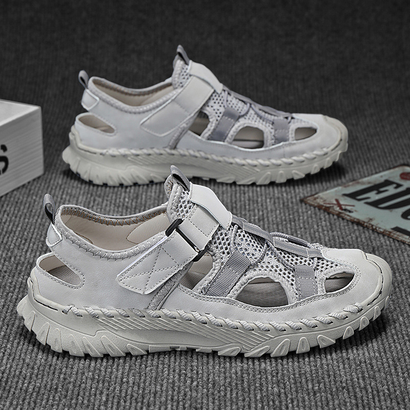 스포츠 샌들 남자 여름 캐주얼 트렌디 한 외출 비 슬립 소프트 하단 넓은 발 중공 메쉬 플러스 사이즈 남자 신발 4546