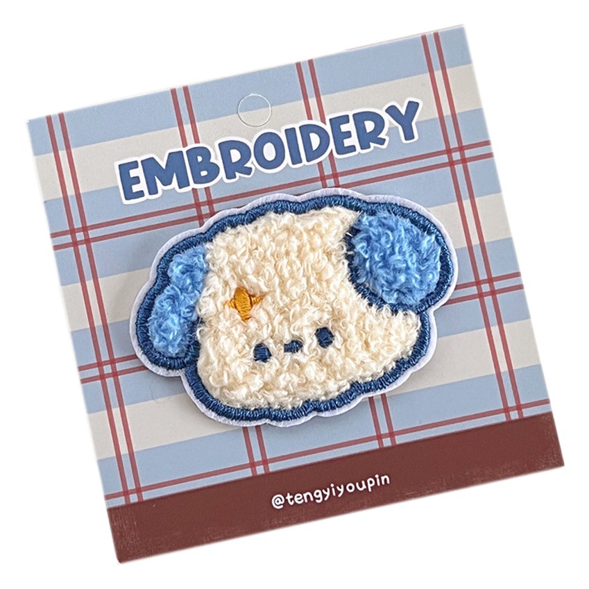 Tengyi original lindo de la historieta pequeño animal felpa bordado pegatinas chica ropa bolsa guantes accesorios bricolaje al por mayor