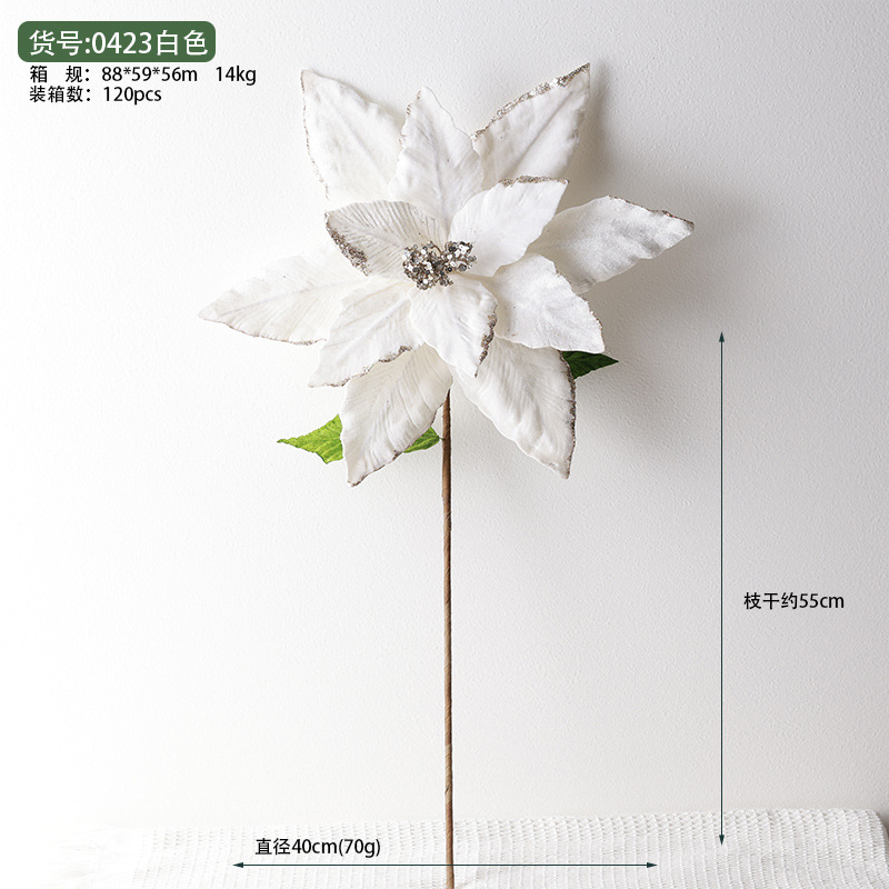 Buscando nuevos árboles de Navidad decoraciones de flores de Navidad 40cm super grande de alta calidad teñido de flores simuladas arreglos de flores de Navidad