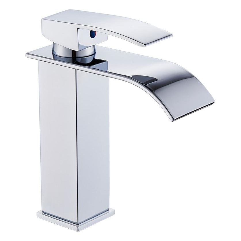 Cruz-frontera cuenca cascada grifo boca ancha acero inoxidable espejo tratamiento codo cuadrado agua caliente y fría contador cuenca grifo