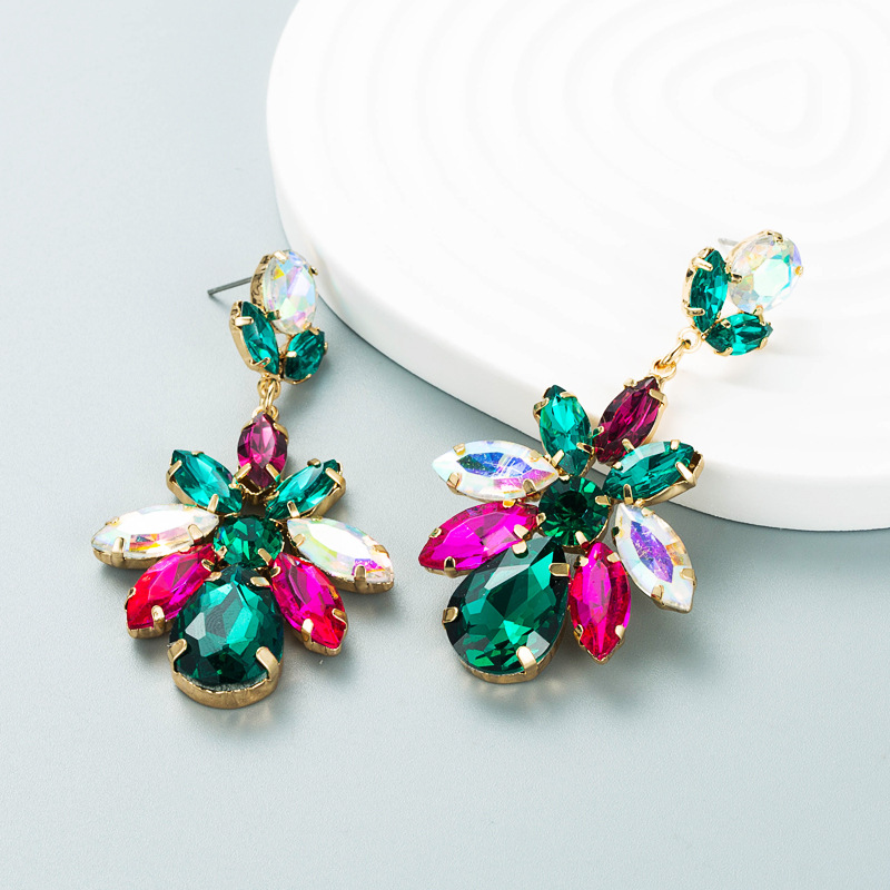 Fashion Style Fashion Water Droplets Alloy Inlay Glass Earrings