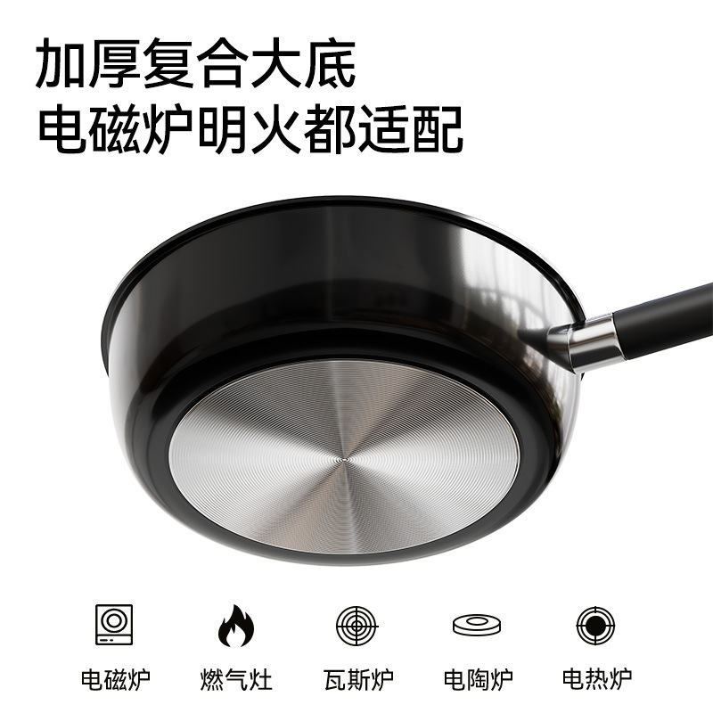 钛无涂层平底锅不粘锅家用牛排电磁炉煤气灶专用炒菜锅不沾深煎锅|undefined