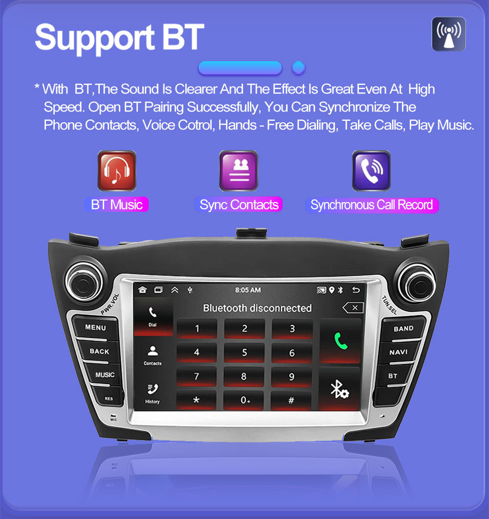 Suitable for 7inch Hyundai Ix35 Android Car Gps High-Definition Screen Mp5 Bluetooth Navigation All-In-One Device Carplay