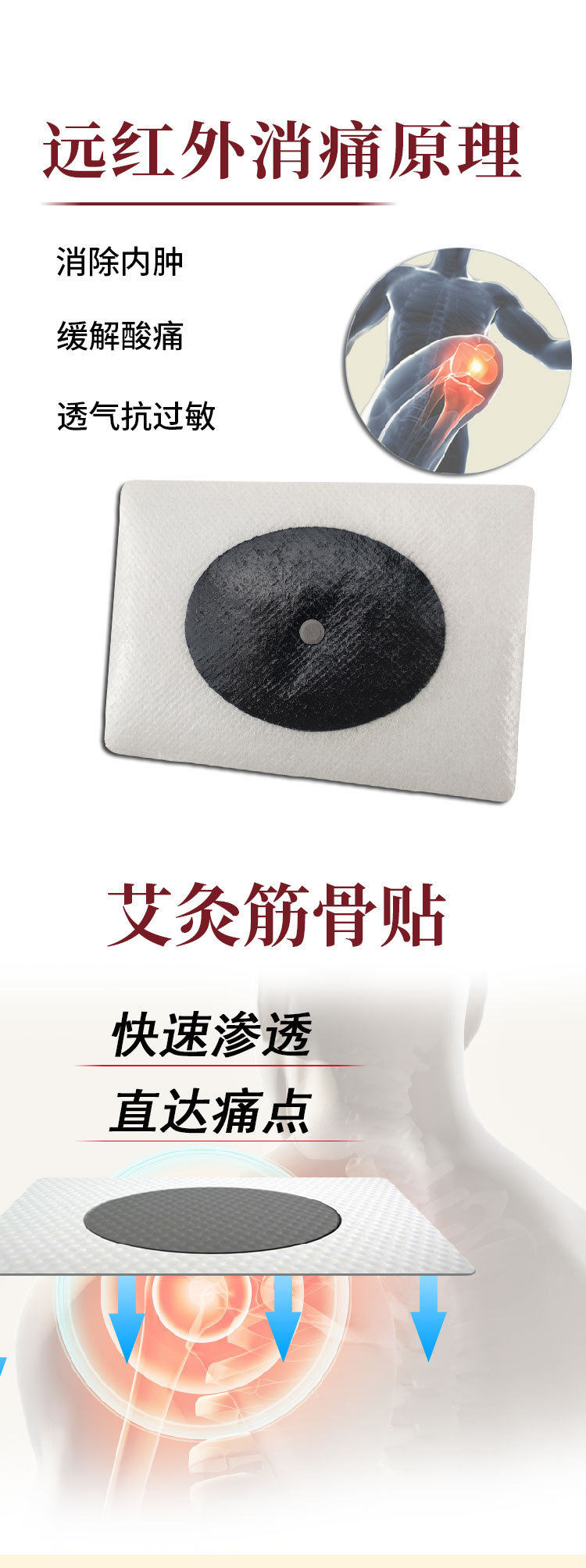 Moxibustion Muscle and Joint Patch with Magnetic Black Plaster External Use 6 Patches 7cm x 10cm in use