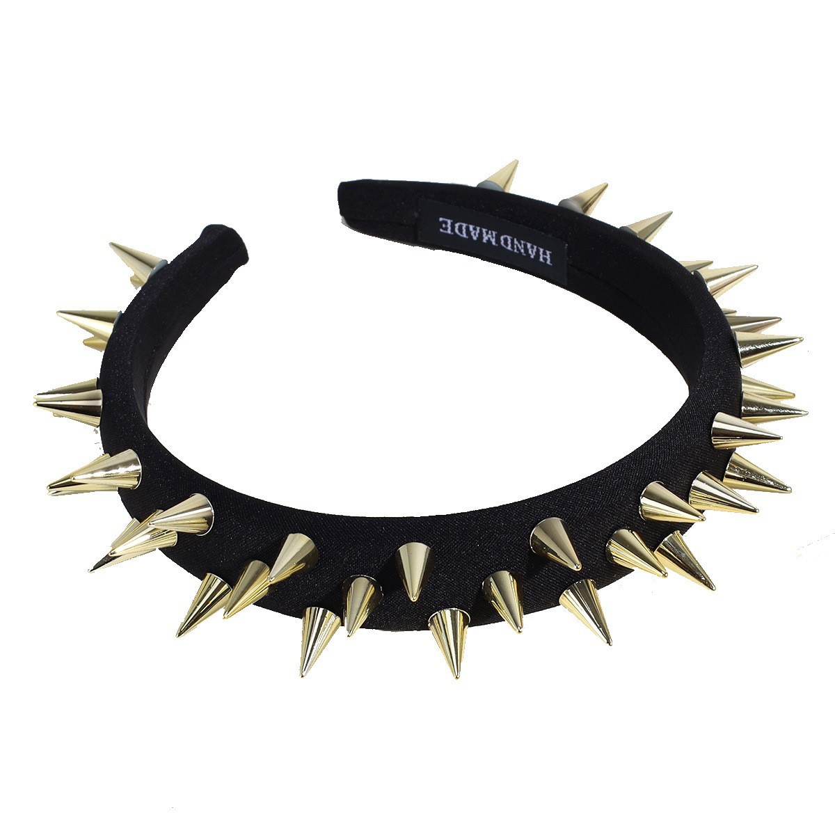 Estilo europeo y americano diseño exagerado remache diadema negro verano ancho borde moda punk personalidad diadema horquilla