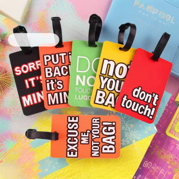 Creative Pvc Soft Rubber Luggage Tag L Stereo Letter Boarding Pass Lanyard Trolley Bag Travel Tag Wholesale