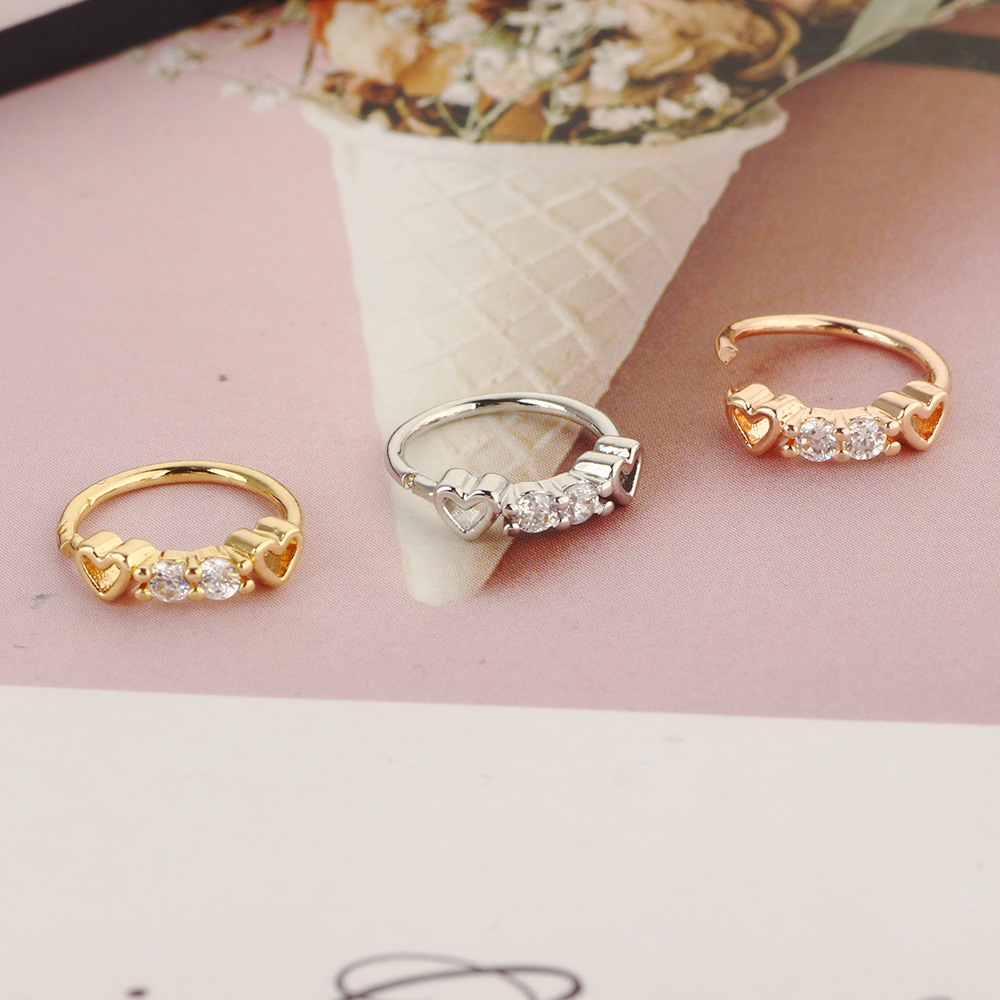 Fashion Heart Shape Copper Inlay Zircon Nose Ring 1 Piece