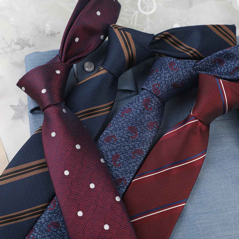 Tie 7cm men's business hand tie striped polyester formal casual shirt trendy men's must-have career