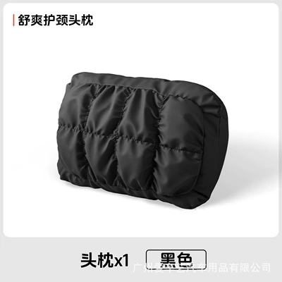 2025 New Car Universal Headrest and Lumbar Support Car Seat Breathable Bubble Cotton Nappa Leather Neck Pillow and Waist Pad (Waist support) - noble-black-bubble-neck-headrest-1-pack