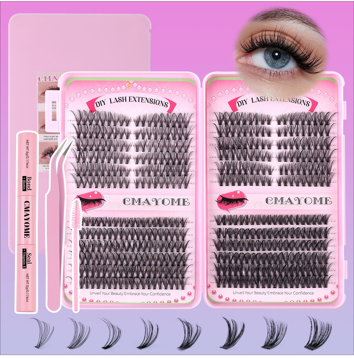 Natural Cluster Eyelashes Diy Segmental Faux Eyelash Extensions_voghion.com