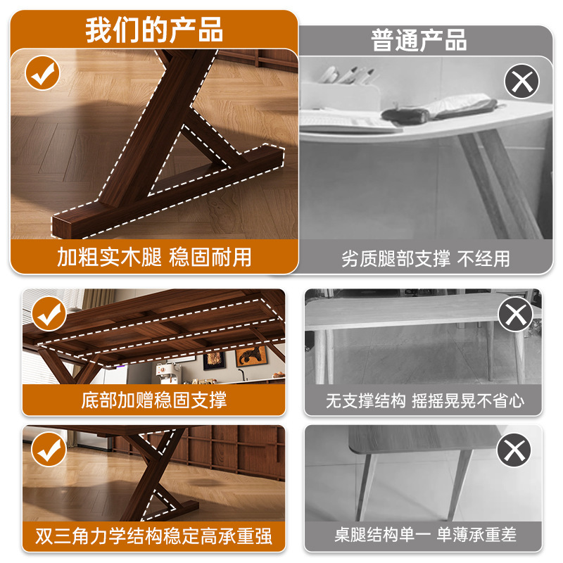 实木餐桌长方形家用客厅吃饭桌子现代简约大板桌长书桌餐桌椅组合|undefined