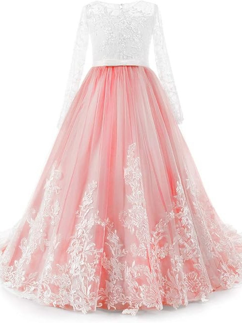 Ropa transfronteriza para niños nuevos Comercio exterior Encaje europeo y americano Manga larga Pequeño vestido de novia de niña de flores pequeñas Pettiskirt de niñas