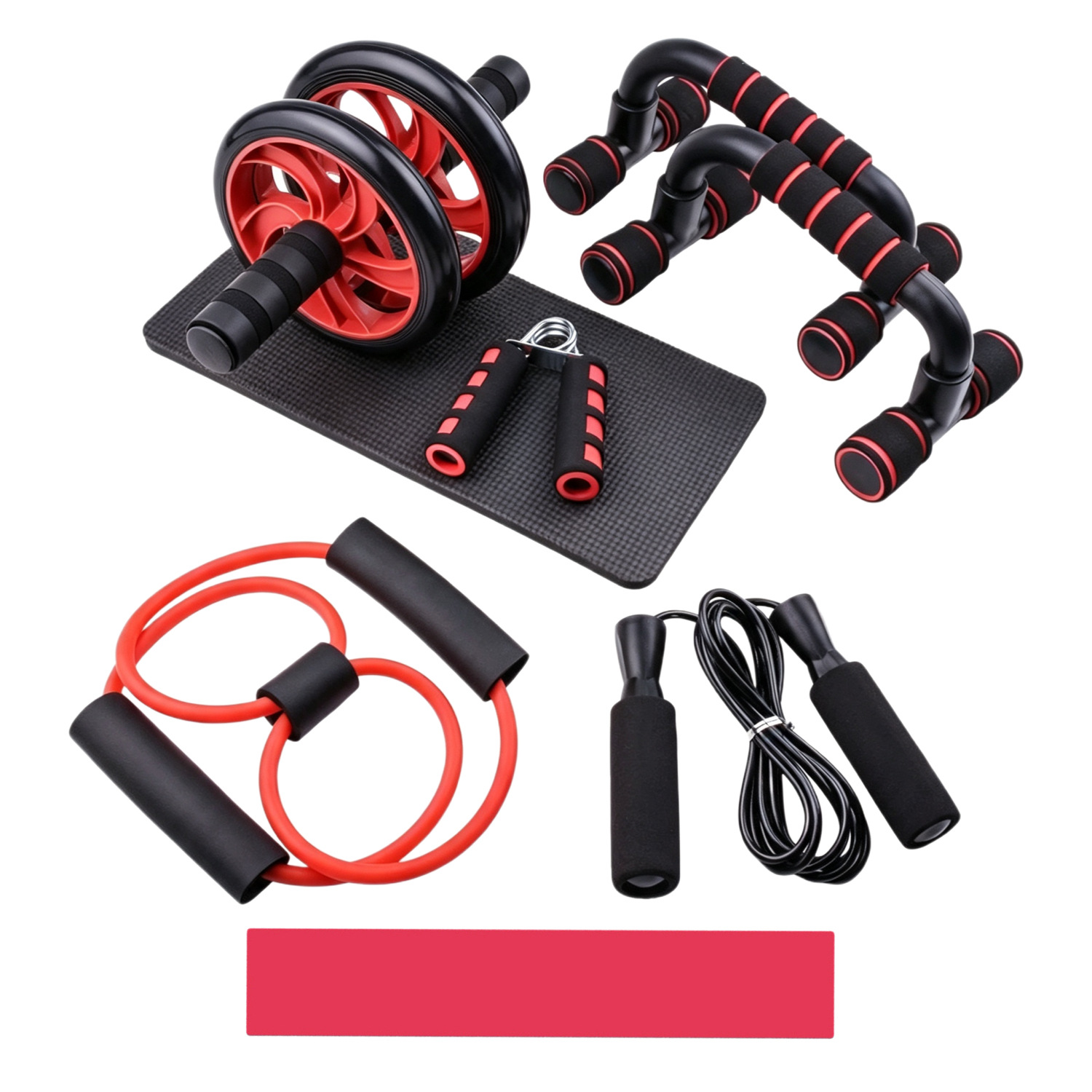 Cross-border foreign trade abdominal wheel push-ups home combination set multi-functional sports comprehensive training fitness 7-piece set