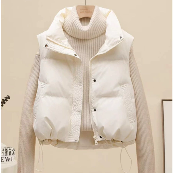 小个子胖mm羽绒棉服马甲女生2025秋冬款免洗宽松显瘦立领外套马夹