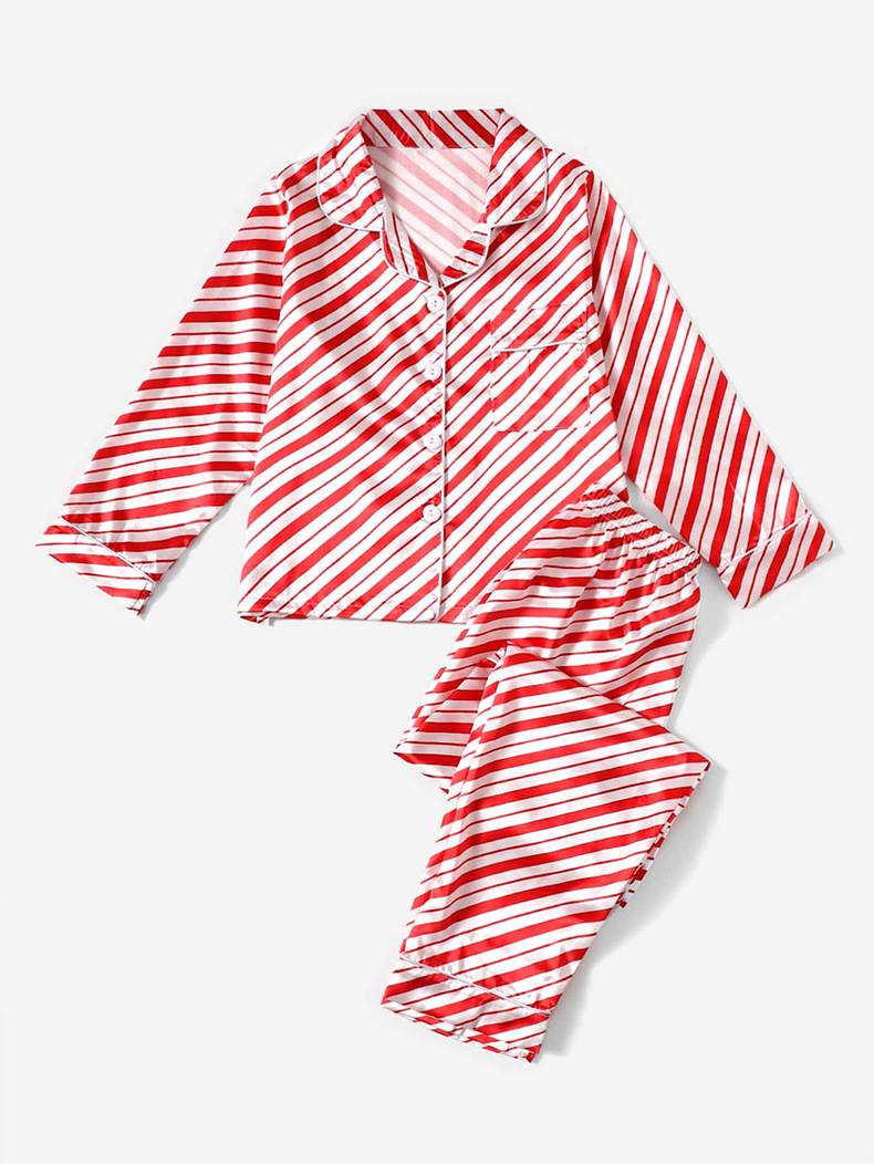 Pajamas Family Type Polyester Fabric Type Family Look Stripe Printing Pant Co-ord Set Blouse Two-Piece Sets