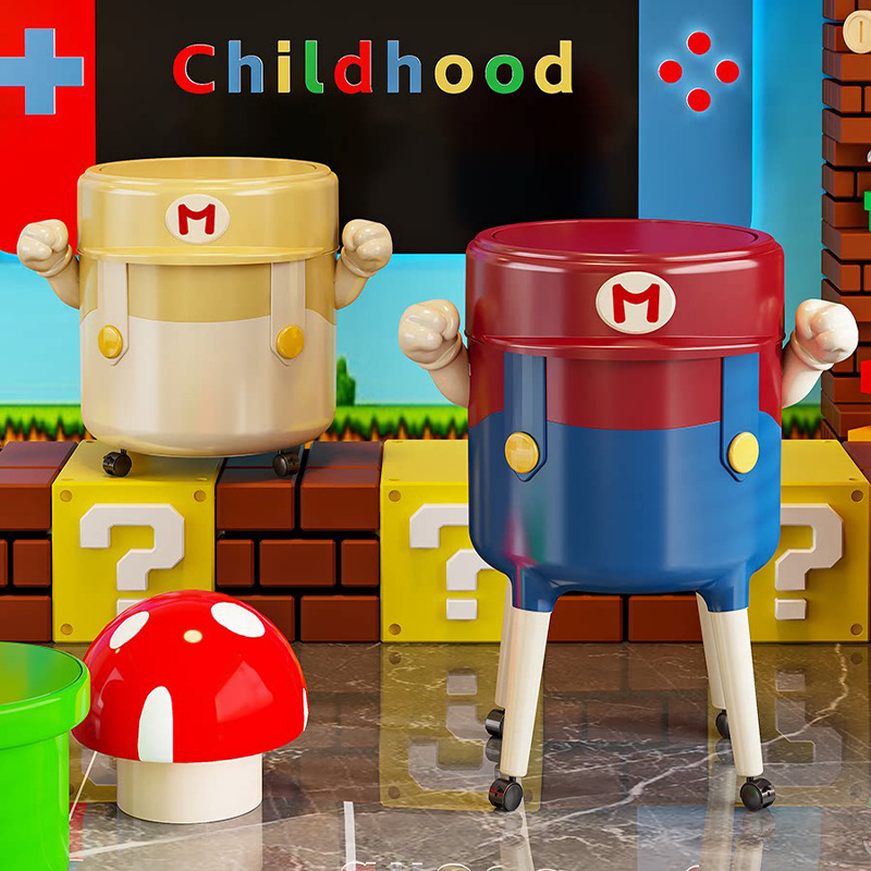 Movable, Bend-Free, High-Legged Trash Can with a High-End, Luxurious Feel, Large Capacity, for Home Use in the Living Room, with Lid Movable, Bend-Free, High-Legged Trash Can with a High-End, Luxurious Feel, Large Capacity, for Home Use in the Living Room, with Lid