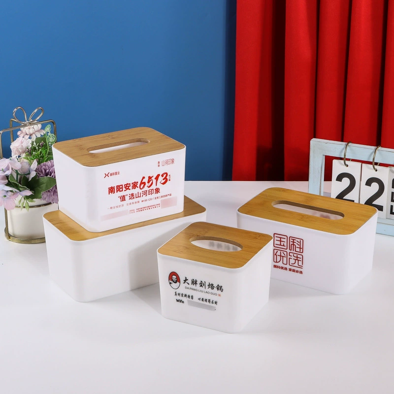 Оптовая продажа деревянных коробок для салфеток с печатью логотипа банка, недвижимости, корпоративной рекламы, а также пластиковых коробок для салфеток для гостиниц