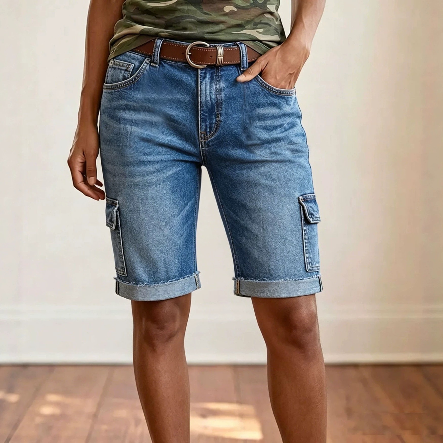 Cross-Border 2026 Spring/Summer New Arrivals Amazon Hot-Selling Temu European and American Standard Size Stretch Denim Shorts for Women, Slimming Effect