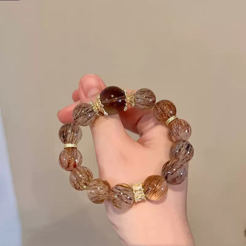 天然黑金超七手串顺发丝金闪黑超七水晶钛晶手链时尚简约手饰批发|undefined