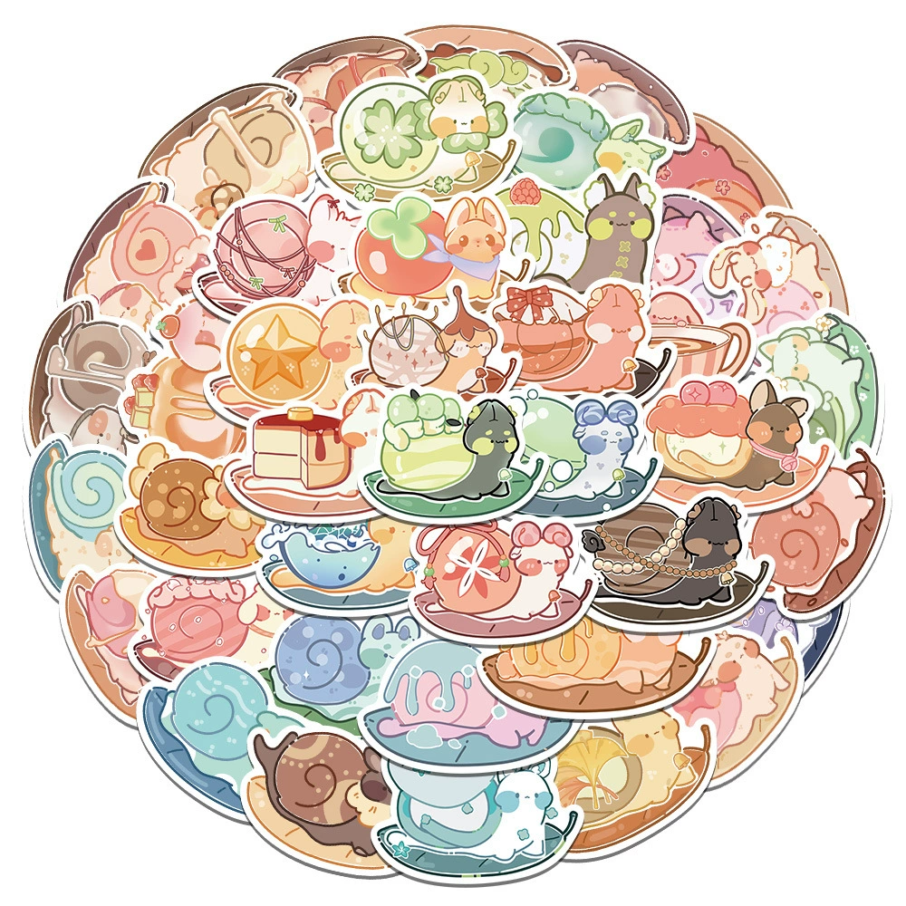 50 оригинальных наклеек с улитками персонализированные Мультяшные креативные наклейки для отверстия мозга DIY гитара Вакуумная чашка ноутбук