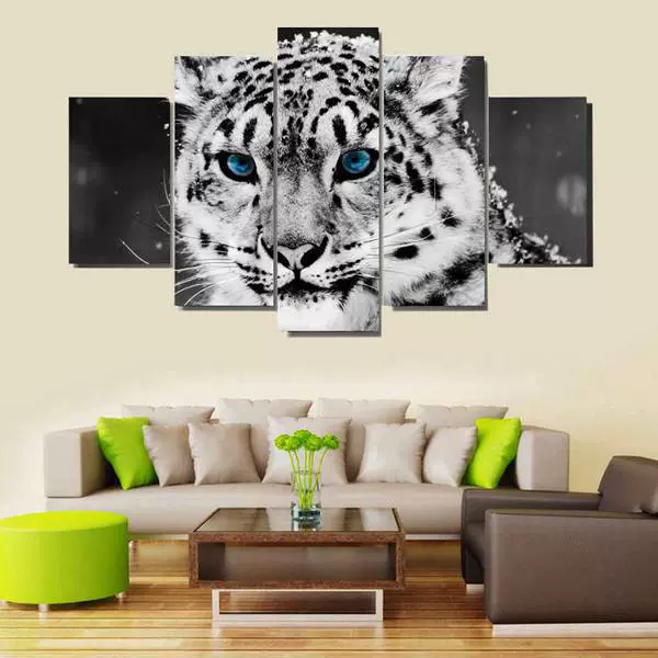 «1, 5 union gray -white canvas leopard head spray painting oil painting hanging painting without frame i173826a1»