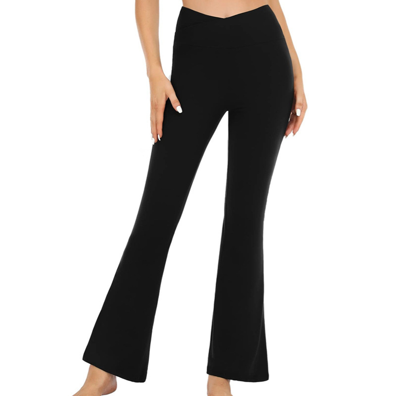 Cross-border popular flared leggings high waist cross-style women's yoga pants belly wide leg pants