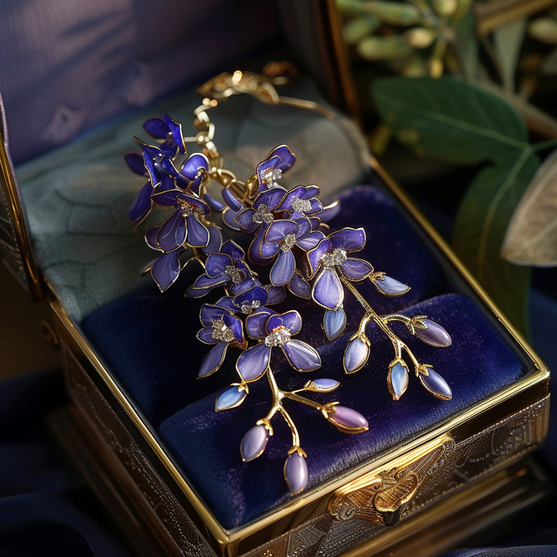 Xiliang Feizi Gaoding Series Original Design Purple Romantic Clothing Accessories Corsage Elegant Wisteria Brooch