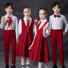 儿童合唱服演出服中小学生大合唱团红色男女童诗朗诵比赛演讲服装