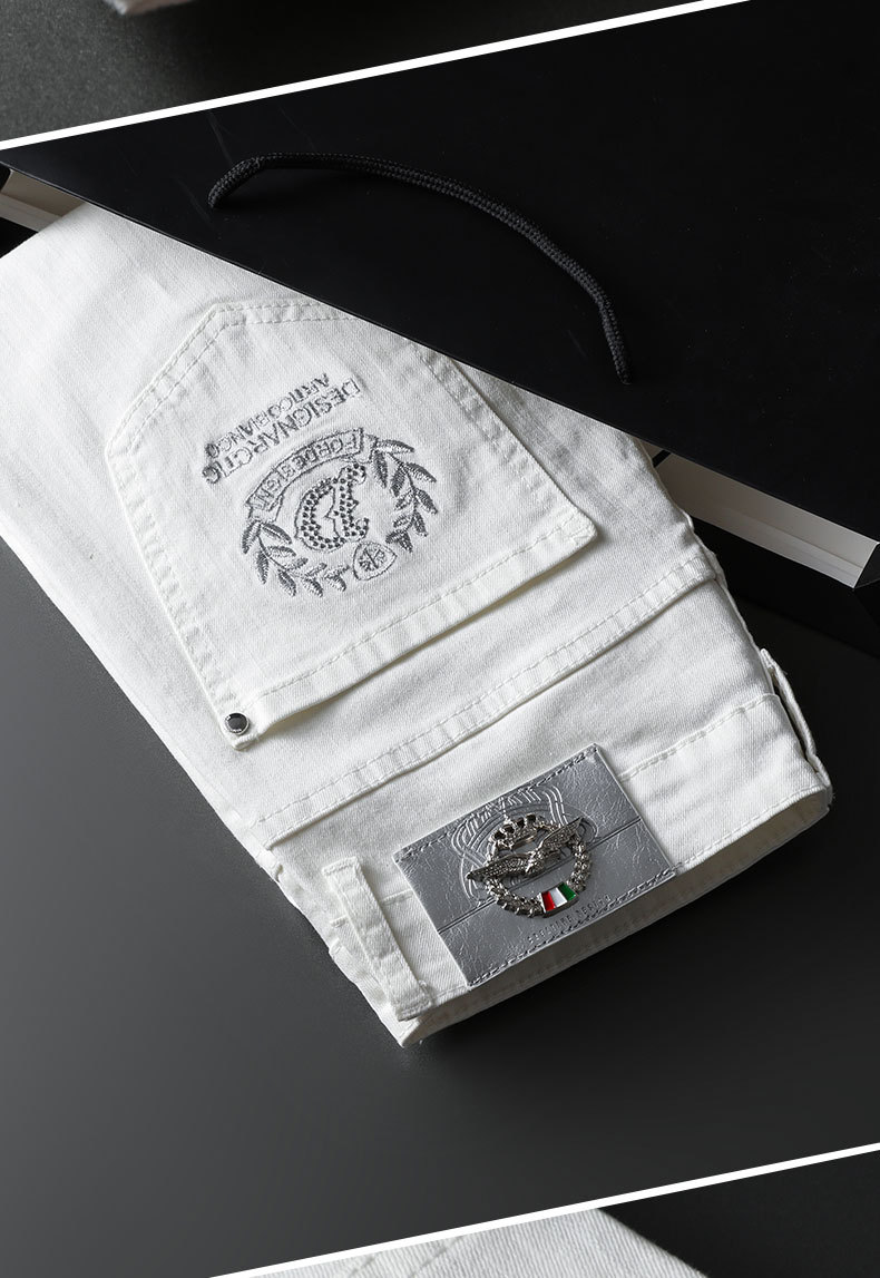 Men's High Quality Non fading and Non pilling Elastic Silk Cotton Jeans Men's Autumn Comfortable Slim Fit Small Feet_voghion.com