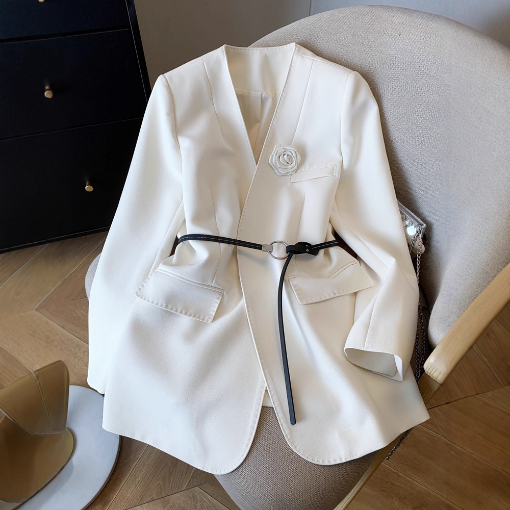 Light Luxury Minimalist Old Money Style Collarless Casual Blazer for Women, Autumn High-End Elegant Commuter Office Blazer Jacket